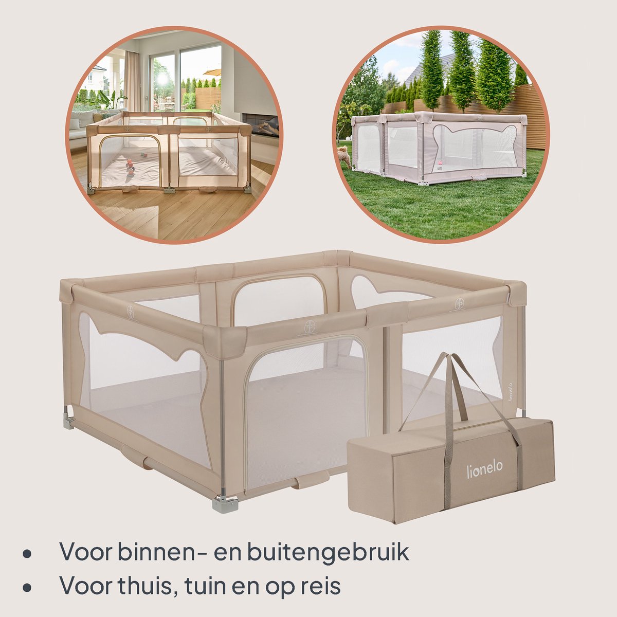 Lionelo Florence Easy Fold - Grondbox / Baby Box – Zeer Snel Inklapbaar – 150x180 cm – voor Thuis en Tuin – 0-48 maanden – Veilige kinderbox – Draagtas – Compact na Inklappen – Speelbox met Ademend Gaas – 2 Zij-ingangen met rits – foto 5