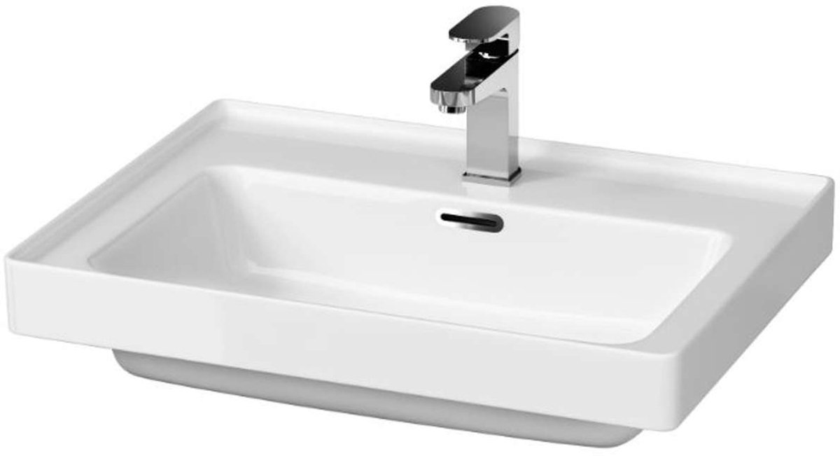 Cersanit Crea - Wastafel 60x45 cm, met overloop, kraangat, wit K114-006
