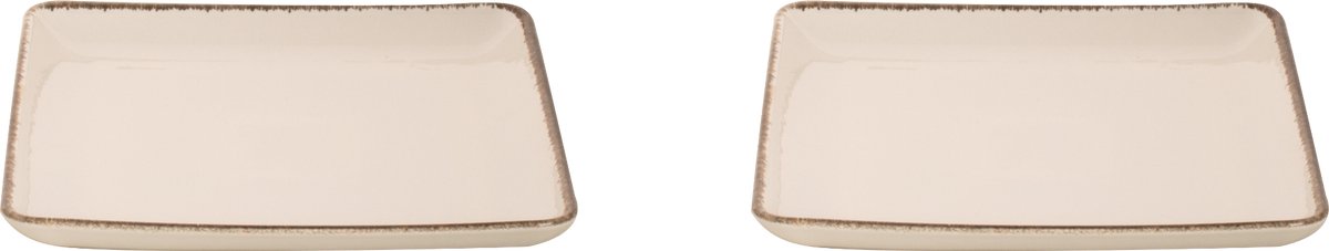 Maastricht Porselein - Akoya - Bord - 2 stuks - 19 x 19 cm - Crème - Porselein - Bordenset