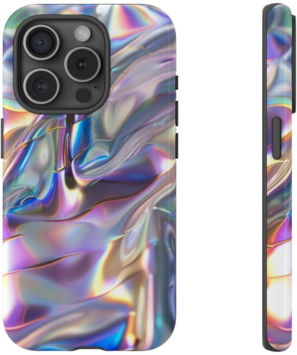 Iridescerende Holografische Textuur – Telefoonhoesje Geschikt voor iPhone 15 Pro