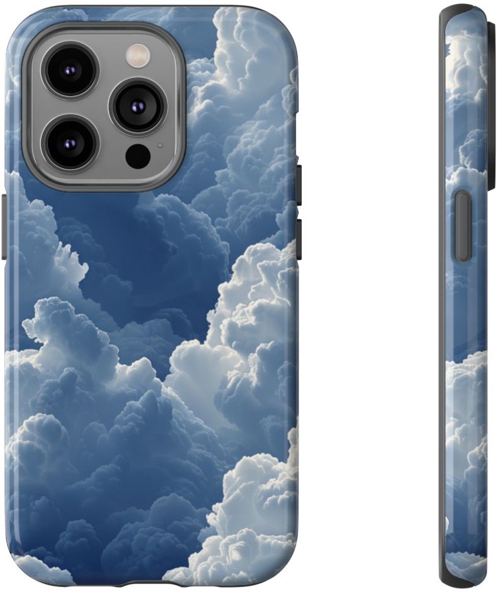 3D Blauw Wolkenpatroon – Telefoonhoesje Geschikt voor iPhone 14 Pro