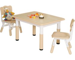 Kindertafel met Stoeltjes - Hout/Plastic - Speeltafel en 2 S