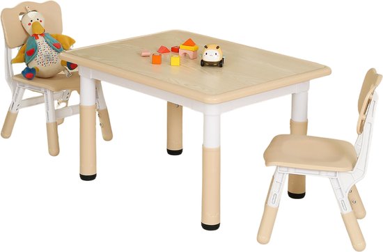 Stena Kindertafel met Stoeltjes - Hout/Plastic - Speeltafel en 2 Stoelen - Verstelbaar - Activiteiten Tafel voor Kinderen/Peuter/Kleuter - Tekentafel