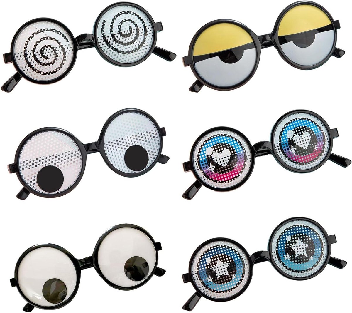Grappige Googly Eyes-bril 6 stuks - Halloween fotorekwisieten voor volwassenen en kinderen