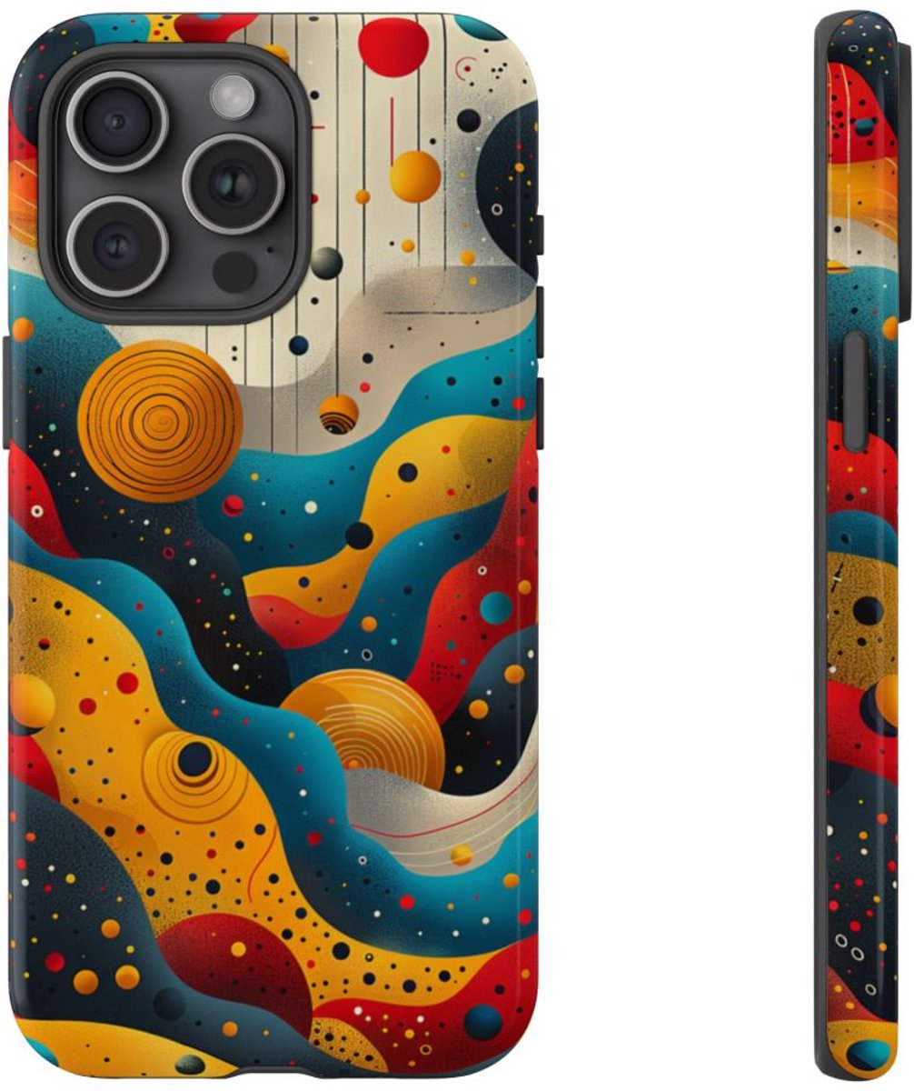 Kleurrijke Abstracte Kosmische Golven – Telefoonhoesje Geschikt voor iPhone 15 Pro Max