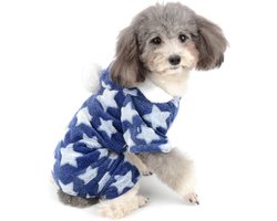 Kleine hondenpyjama winterjas warme puppy hoodie katten fleece jumpsuit Kerstmis Halloween huisdier kostuum chihuahua kitten blauw M