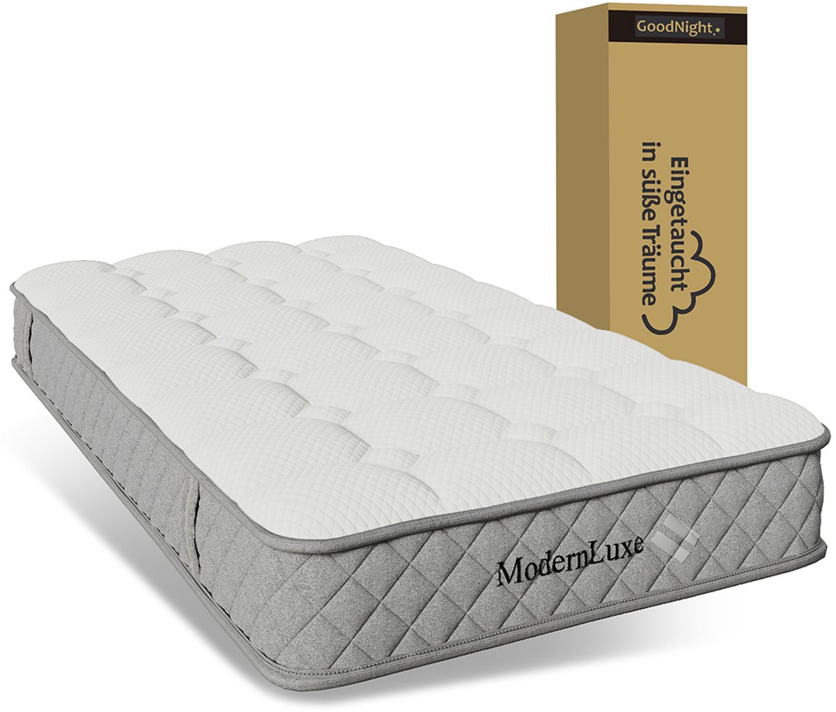 Pugsdrly 90x200 cm Orthopedische koudschuimmatras 7-zone pocketvering H3 (gemiddeld) OEKO-TEX®-gecertificeerd 20 cm hoog 4 handgrepen vacuümverpakt Wit