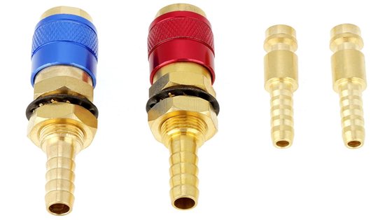 Lasgas snelontgrendeling - 9 mm snelaansluiting - messing - 2 stuks - 8 mm koelgasadapter - waterkoeler - snelkoppeling voor Tig-lasbranders en lasaccessoires van Merkloos — afbeelding 5