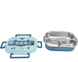 Bento Box Stainless Steel Sealed and Insulated Lunch Box Leakproof Cartoon Lunch Box for Children Adults - Blue