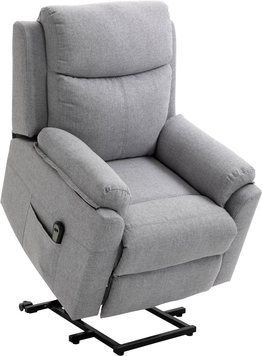 Merax Elektrische Sta-Op Stoel – Grijs – Sta-Op Hulp met Afstandsbediening – Ligfunctie tot 160° en Voetensteun – Comfortabele Relaxfauteuil