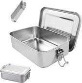 Boîte à lunch Take a Break 850 ml en acier inoxydable 304 - avec séparateur - Acier inoxydable - Boîte à lunch avec compartiments séparés - Boîte à bento - Boîte à lunch isotherme - 16,5 x 12,1 x 6 cm