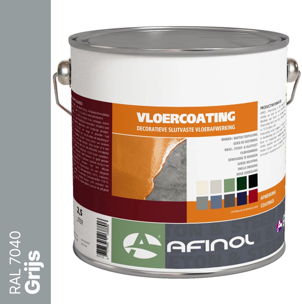 Afinol Vloercoating Grijs (RAL 7040) 2,5 liter