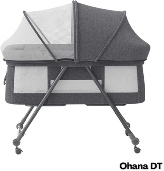 Ohana DT - Reisbedje Baby Met Matras - Campingbadje Baby - Schommelwieg - Multifunctioneel - Met Stille Wielen - Opvouwbaar