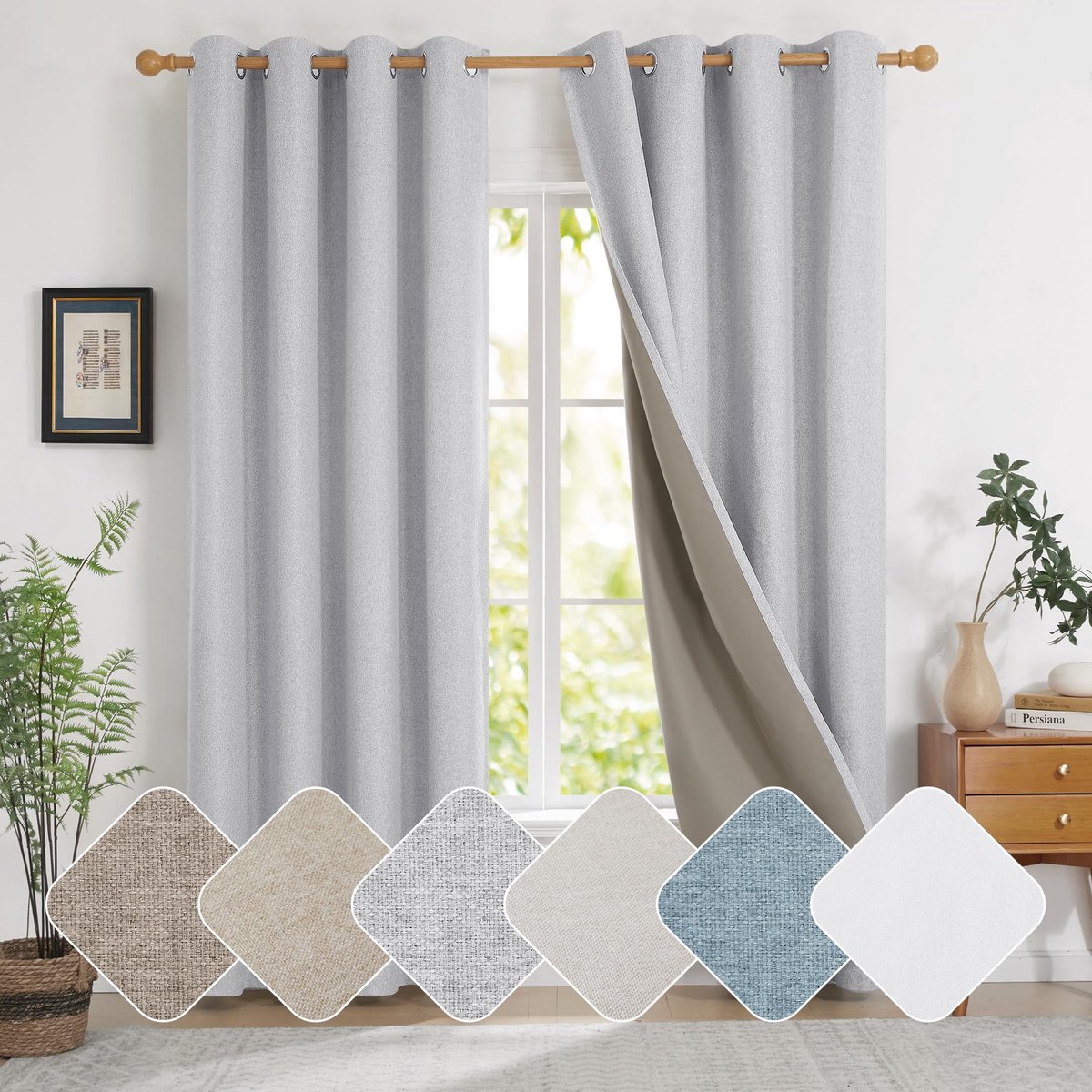 Azomor® Elegante verduisterende gordijnen met linnenlook voor optimale privacy en comfort