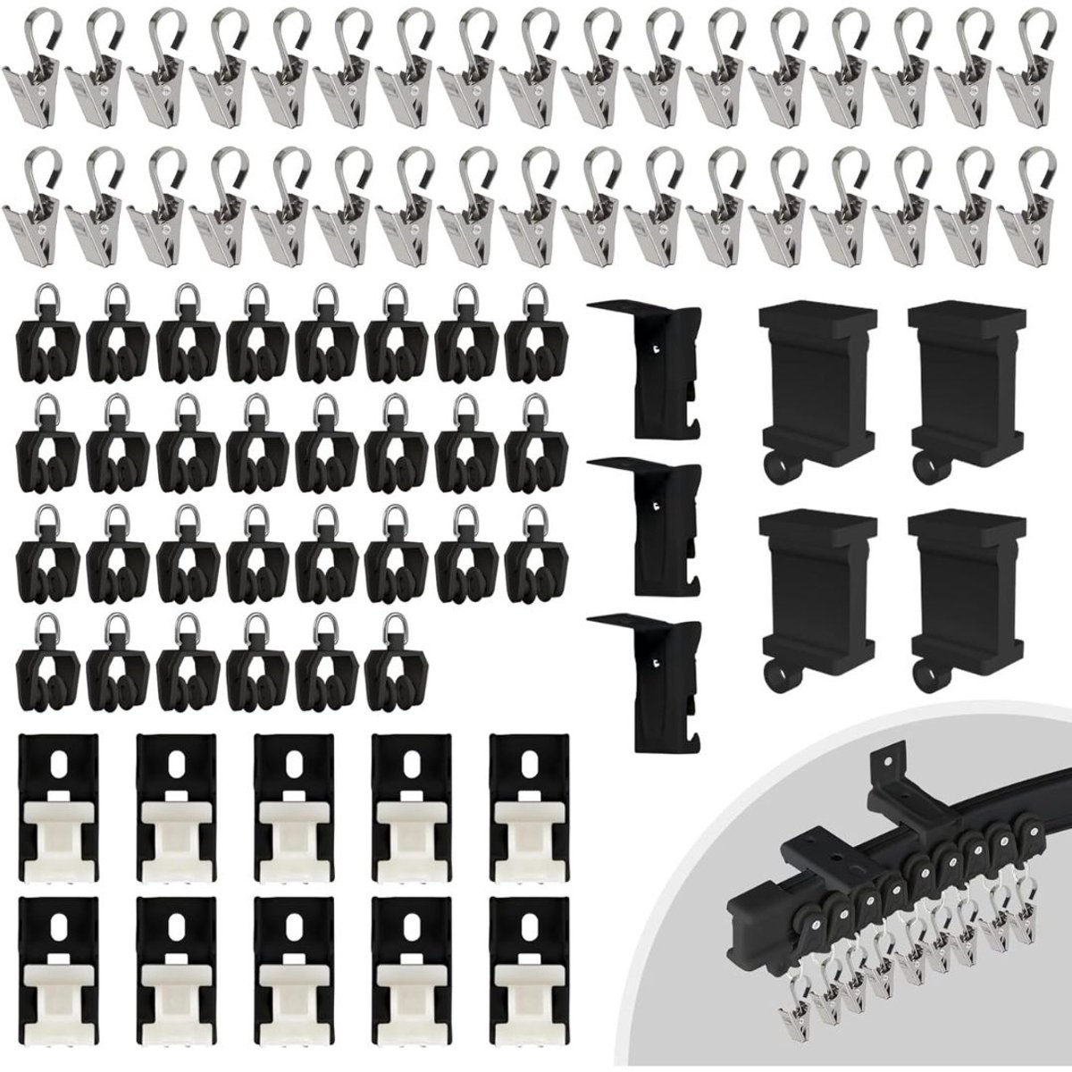 GTB® Gordijnrails Compleet - Gordijnrails - Gordijnrails Uitschuifbaar - Zwart - 20cm x 13cm x 13cm