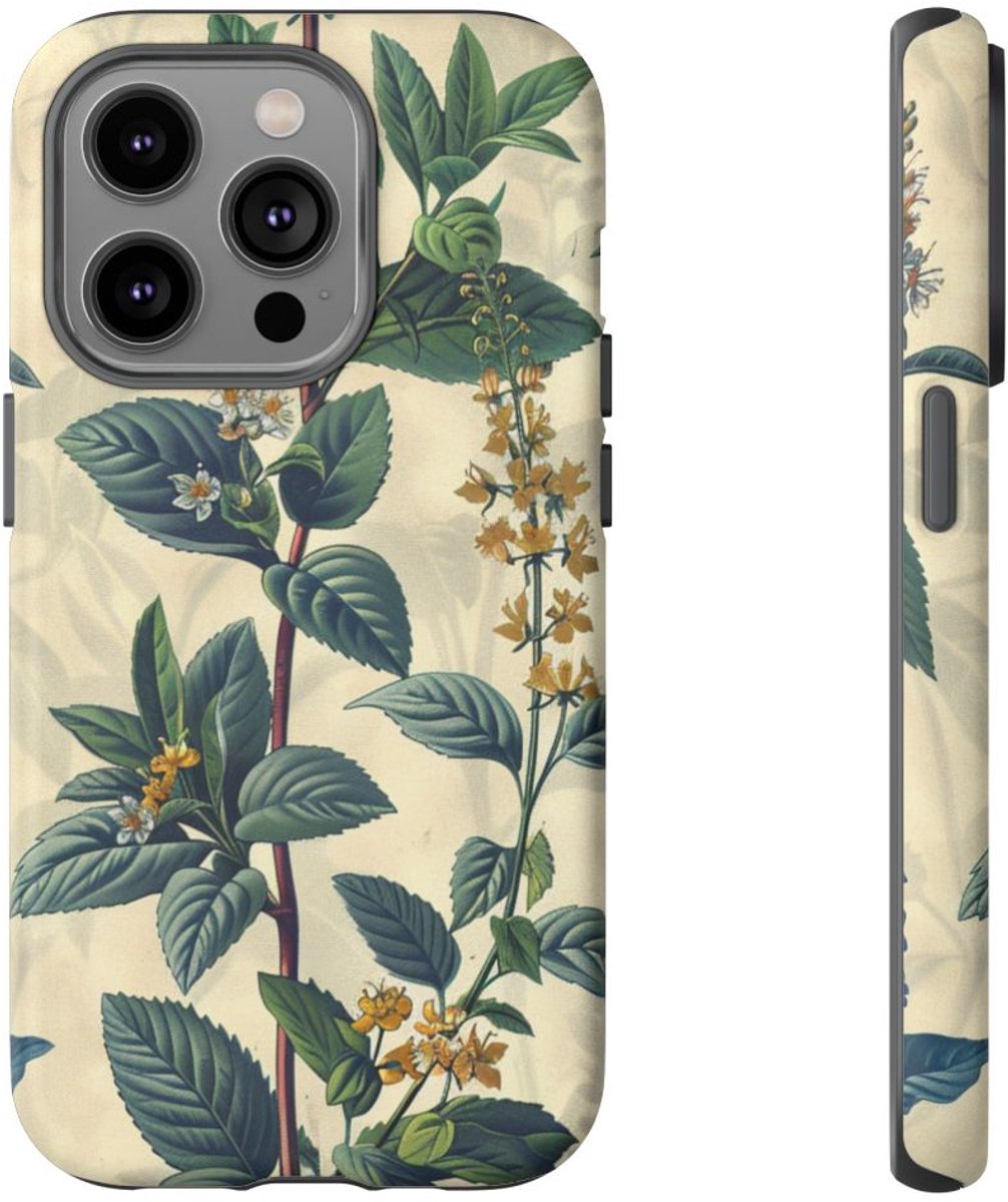 Vintage Botanisch Kruidenpatroon – Telefoonhoesje Geschikt voor iPhone 14 Pro