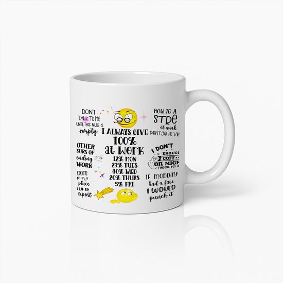 Grappige Werk Quote Mok – Humoristische Koffiebeker met Kantoor Spreuken – Leuk Cadeau voor Collega’s en Medewerkers
