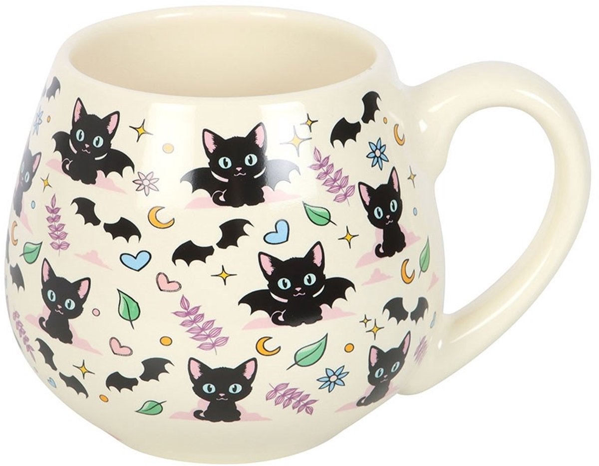 Something Different - Cute and Creepy Cat Print Rounded Mok/beker - Multicolours