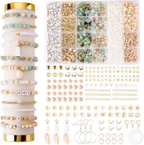 Natuurlijke Amazoniet kralen voor armbanden Edelsteen kralenset voor rijgset Kralenset kralen voor doe-het-zelf armbanden Zelf sieraden maken Kettingen Oorbellen Kettingen voor kinderen Volwassenen