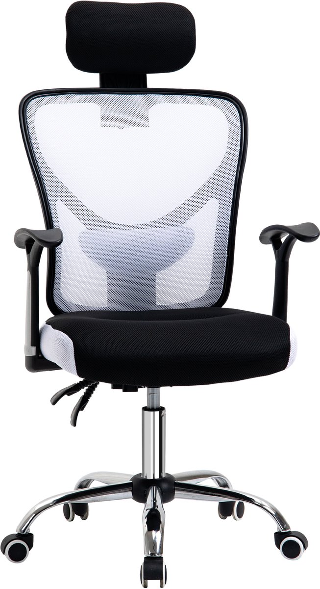Vinsetto-Bureaustoel-62x67x118cm-Maille (100% polyester)-Wit
