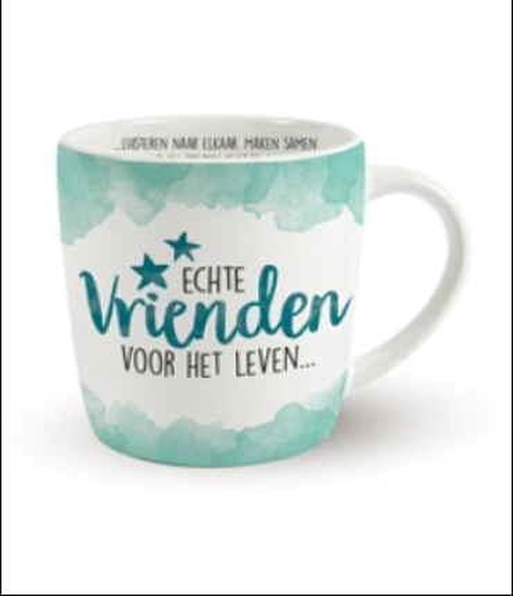 Enjoy Mok - Echte vrienden voor het leven - Gevuld met een snoepmix - In cadeauverpakking met gekleurd lint