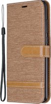 Xiaomi Redmi Note 8 Pro Hoesje - Denim Book Case - Bruin