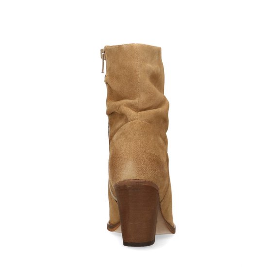 | Sacha Dames Beige suède enkellaarsjes met hak | Sacha Dames Beige suède enkellaarsjes met hak