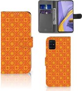 Geschikt voor Samsung Galaxy A51 Telefoon Hoesje Batik Orange
