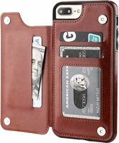 Wallet Case geschikt voor Apple iPhone 8 Plus / 7 Plus - bruin + gratis glazen Screenprotector