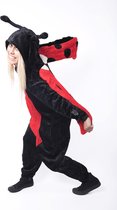 KIMU Onesie lieveheersbeestje pak kind - maat 128-134 - lovebug stippen kostuum kever jumpsuit pyjama