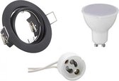 LED Spot Set - Aigi - Trion - GU10 Fitting - Inbouw Rond - Mat Zwart - 8W - Warm Wit 3000K - Kantelbaar Ø83mm