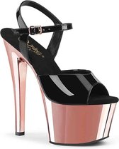 Pleaser Sandaal met enkelband, Paaldans schoenen -39 Shoes- SKY-309 Paaldans schoenen Zwart/Roze