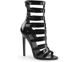 EU 40 = US 10 | SEXY-52 | 5 Heel Closed Back Strappy Cage Sandal, Back Zip