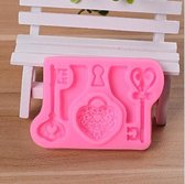 2 PC'S voedsel liefde Lock sleutel fondant siliconen mal DIY bakken cake decoratie tool (roze)