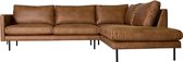 Loungebank Violet chaise longue rechts - leer Colorado cognac 03 - 2,62 x 2,26 mtr breed
