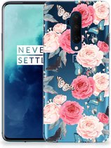 Back Case OnePlus 7T Pro TPU Siliconen Hoesje Butterfly Roses
