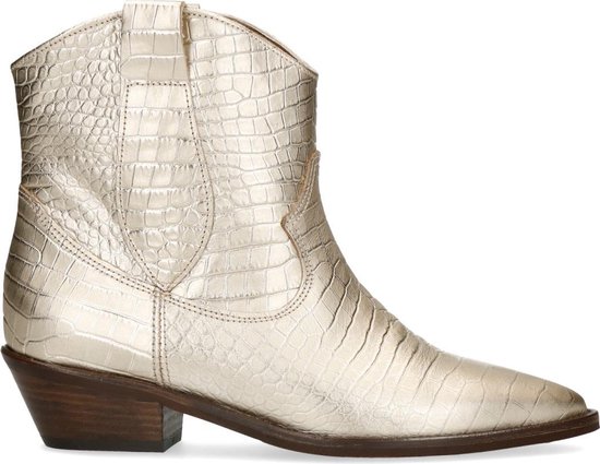 Manfield - Dames - Goudkleurige western laarzen met crocoprint - Maat 40 |  bol.com