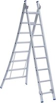Eurostairs Reform ladder dubbel uitgebogen 2x14 sporten + gevelrollen