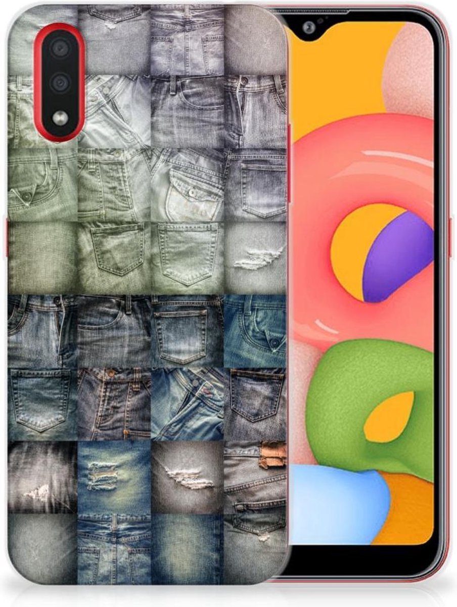 Silicone Back Cover Samsung Galaxy A01 Spijkerbroeken