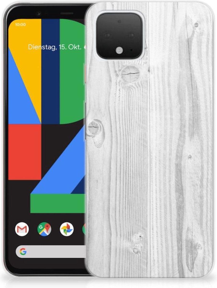 Back Cover voor Google Pixel 4 Bumper Hoesje White Wood