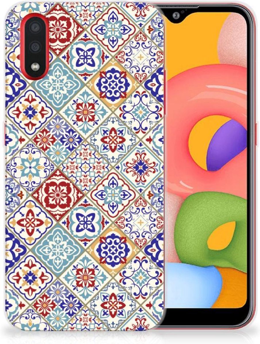 Samsung Galaxy A01 TPU Siliconen Hoesje Tiles Color