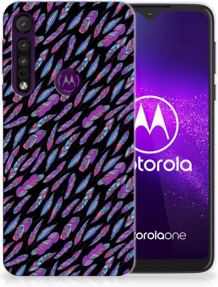 Motorola One Macro TPU bumper Feathers Color