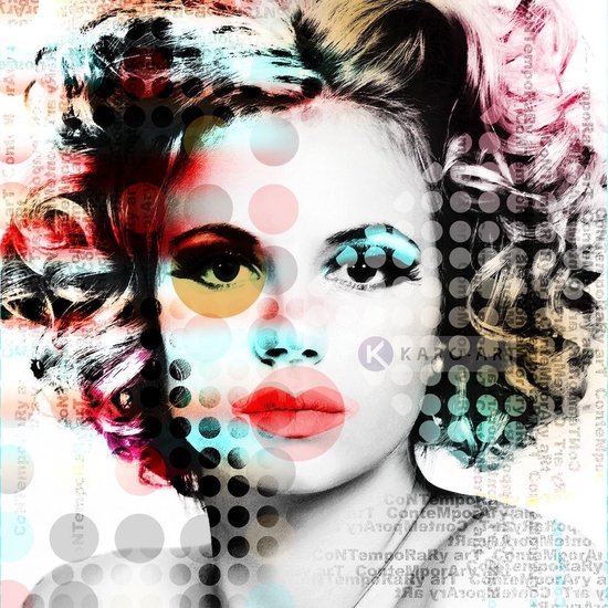 Afbeelding op acrylglas - Moderne vrouw, print op acrylglas, multikleur