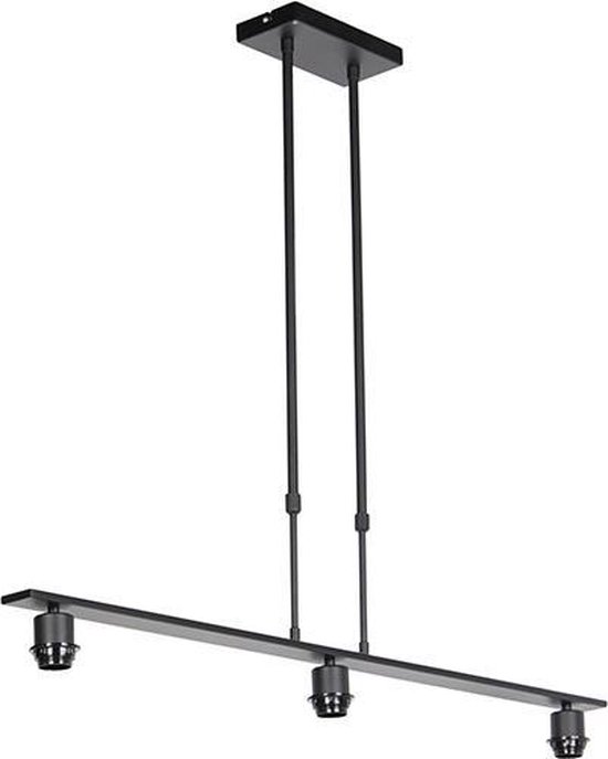 QAZQA combi - Moderne Hanglamp voor boven de eettafel | in eetkamer - 3 lichts - L 1000 mm - Zwart - Woonkamer | Slaapkamer | Keuken