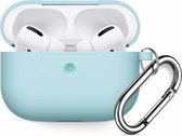 Apple AirPods Pro Soft Silicone Hoesje Met sleutelhanger - Licht Blauw