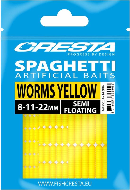 Cresta Spaghetti Worms (8-11-22mm) Semi Floating - Kleur : Worms Yellow van Cresta — afbeelding 4