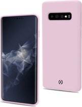 Celly Feeling Samsung S10 hoes- Siliconen buitenkant met antikras binnenkant - Roze