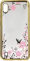 ADEL Siliconen Back Cover Softcase Hoesje Geschikt voor Samsung Galaxy A10/ M10 - Bling Bling Goud Vlinders en Bloemen