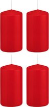 4x Rode cilinderkaarsen/stompkaarsen 6 x 12 cm 40 branduren