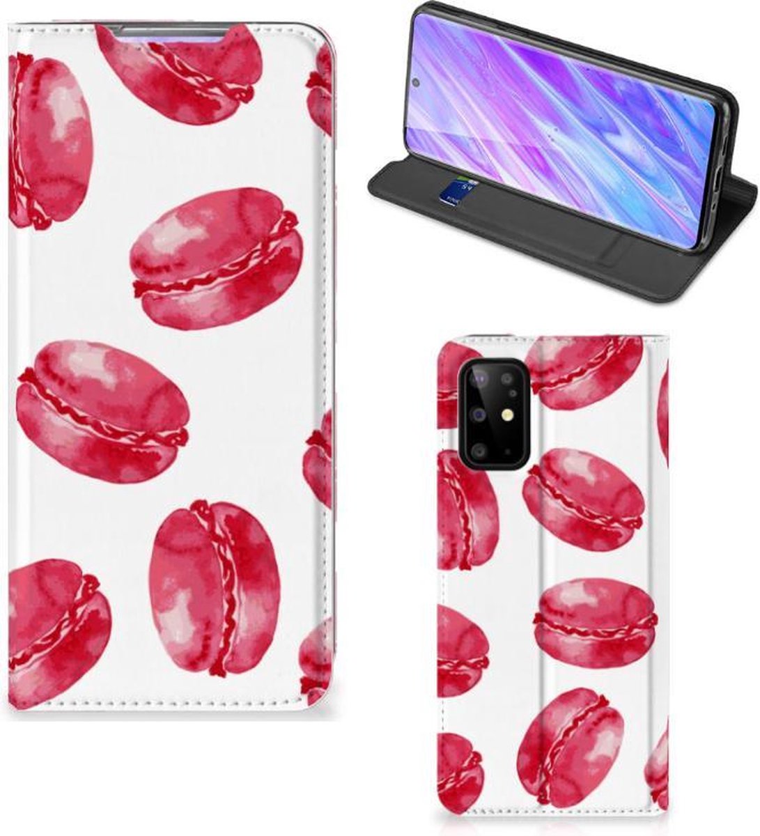 Samsung Galaxy S20 Plus Flip Style Cover Pink Macarons